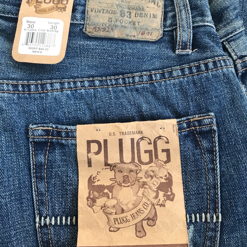 NEW Jeans straight leg; loose fit. Classic blue PLUGG jeans 30/30
